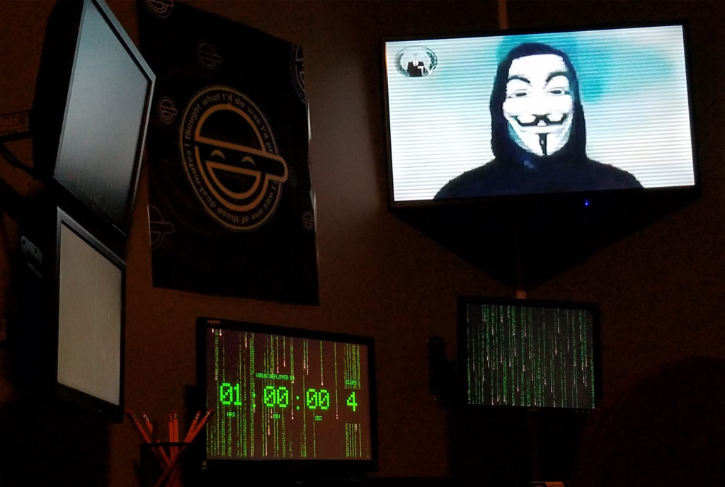 A photo from inside The Hacker's Lair, a Carrollton, Georgia escape room created by Lock City Escape Games.